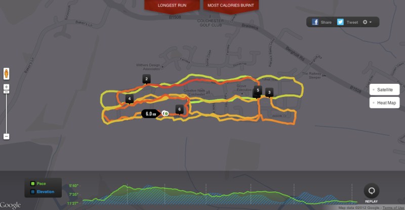 Here's my usual Nike+ Running Map