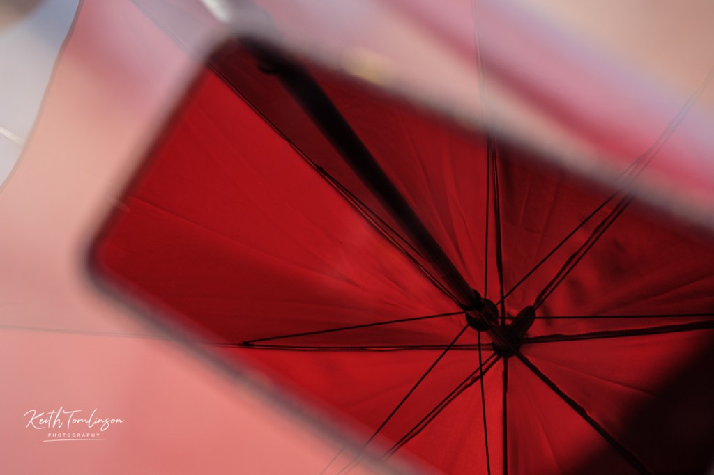 The underside of the garden parasol 
