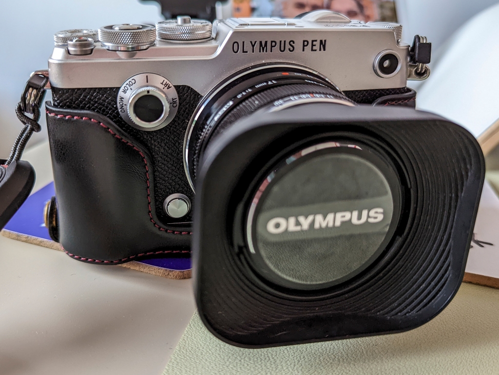 An Olympus Penf digital camera